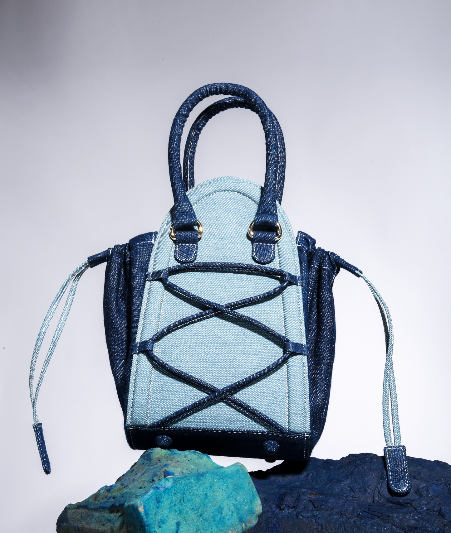 Hues of Blue Top Handle Bag - Denim