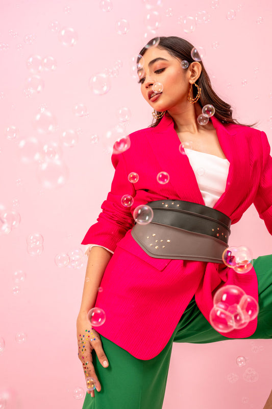 Scarf Belt - Grey & Bottle Green