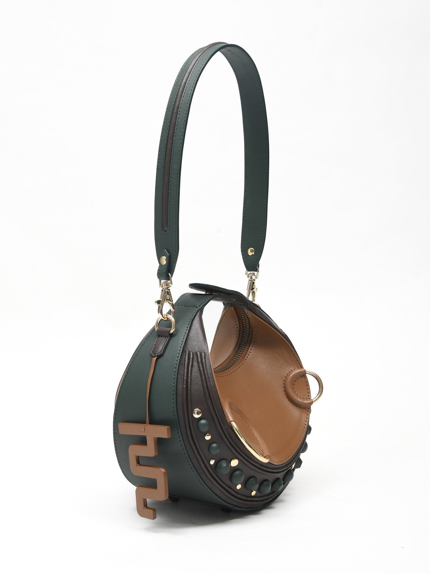 Halo Bag - Tan, Brown & Bottle Green