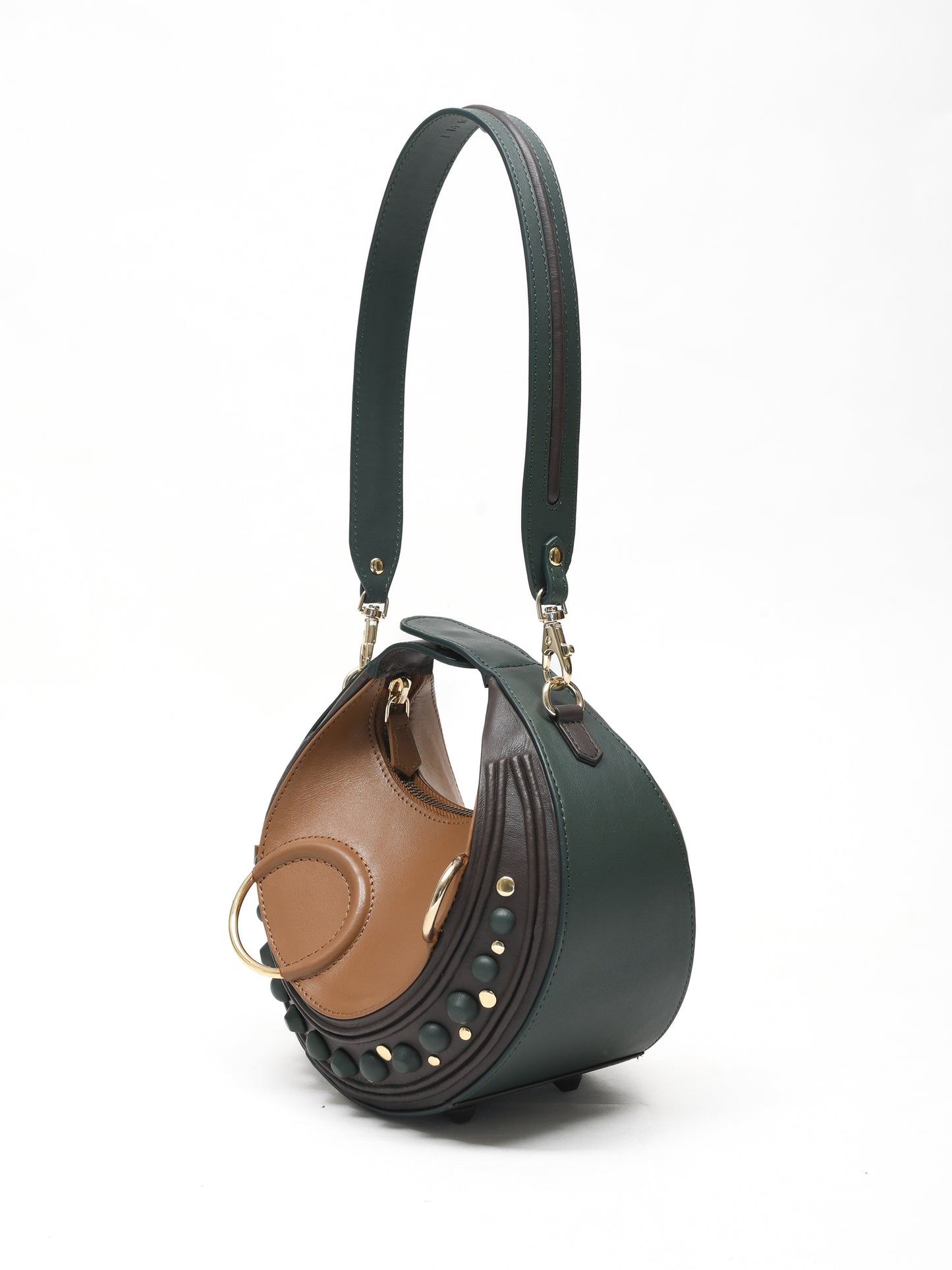 Halo Bag - Tan, Brown & Bottle Green