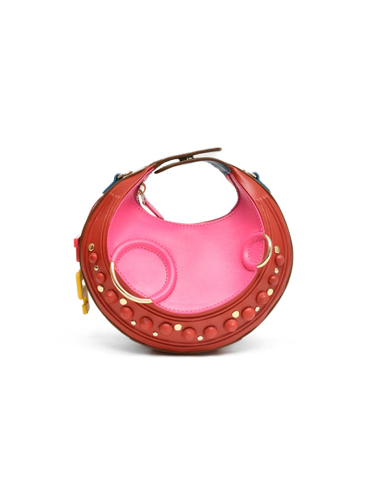 Halo Bag - Pink, Red & Tan