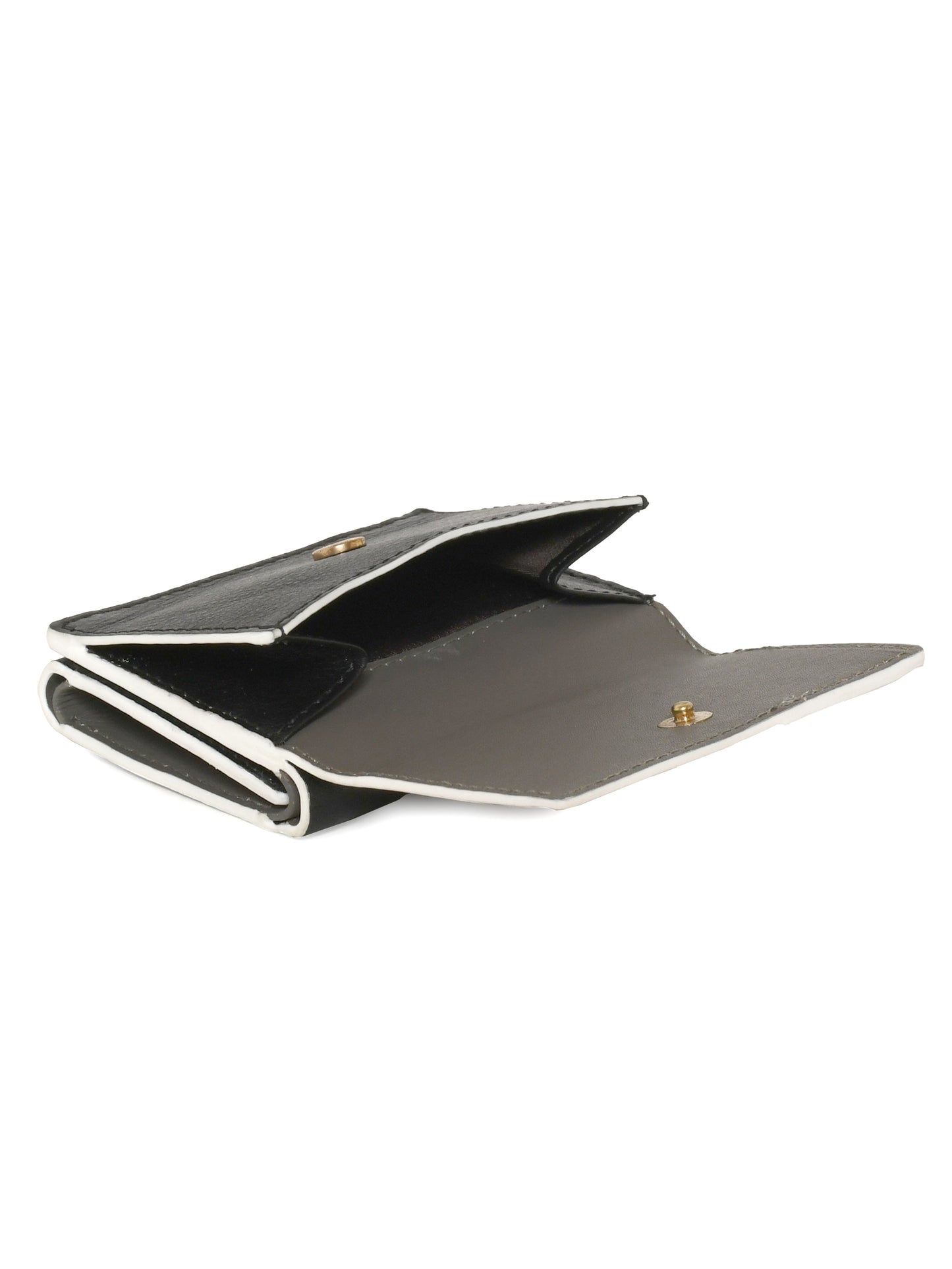 Trifold Wallet for Women- Grey/Black
