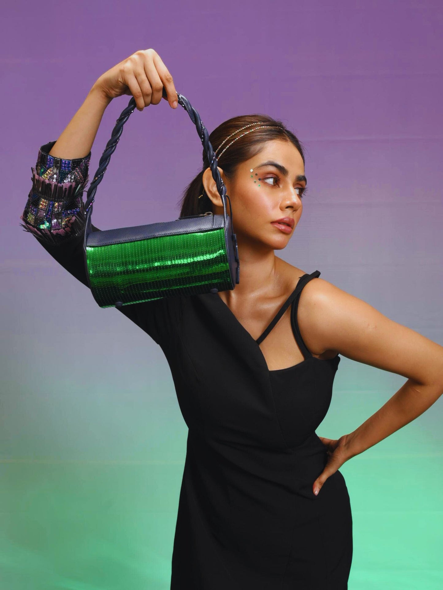 Cylindro Bag - Navy Blue & Green