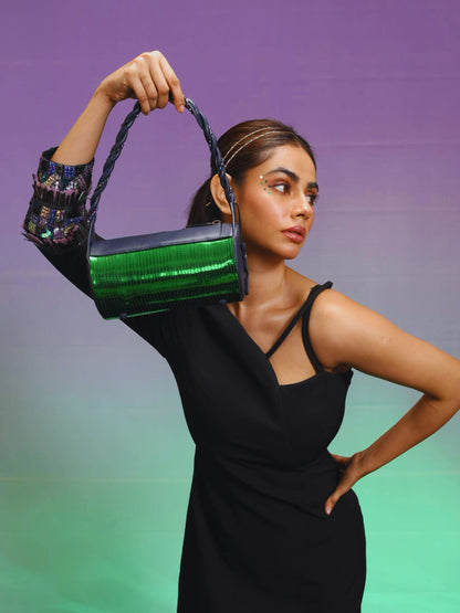 Cylindro Bag - Navy Blue & Green