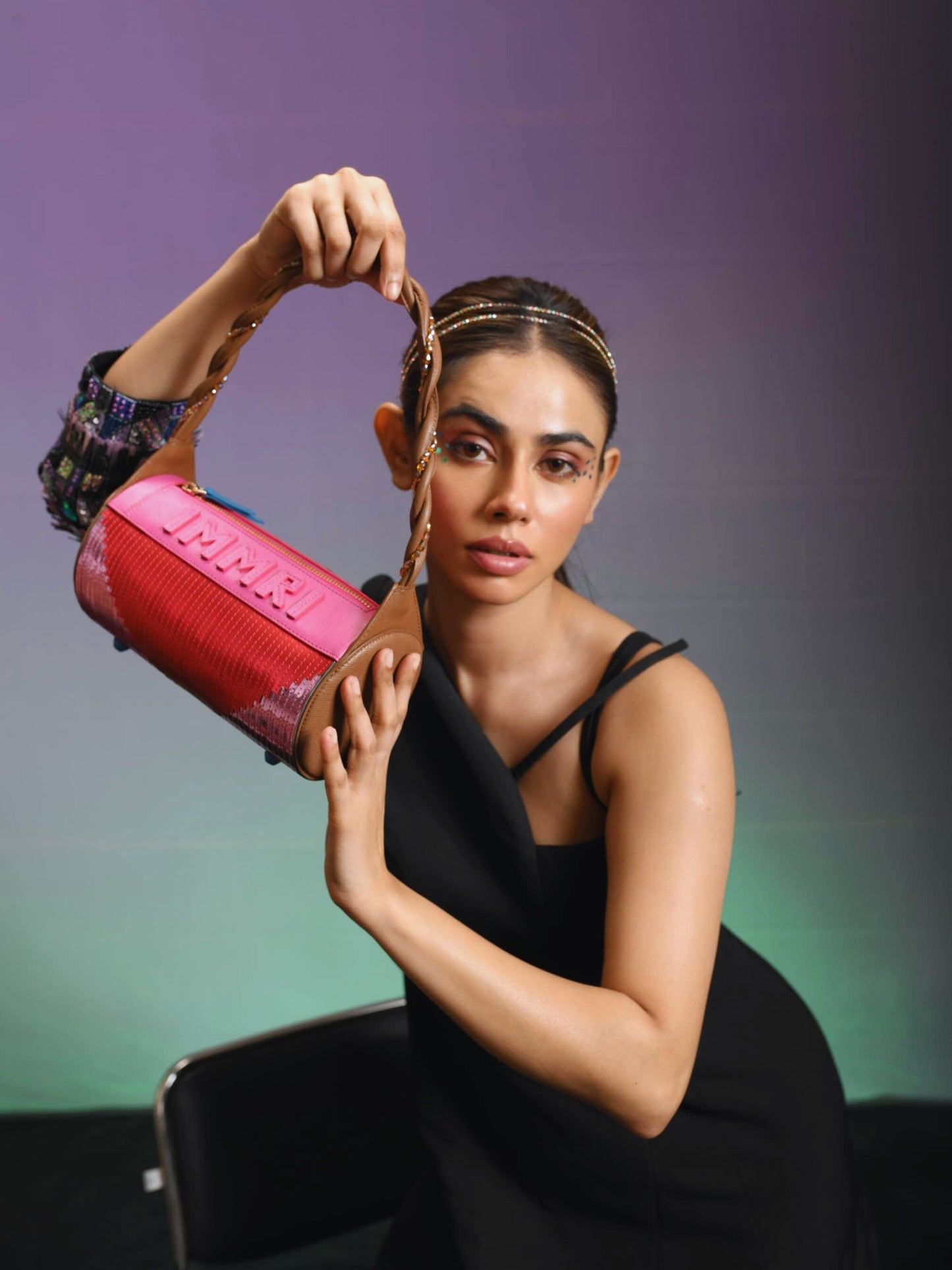 Cylindro Bag - Pink, Red & Tan