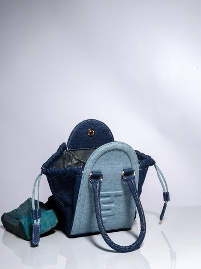 Hues of Blue Top Handle Bag Denim – Immri - Main Image