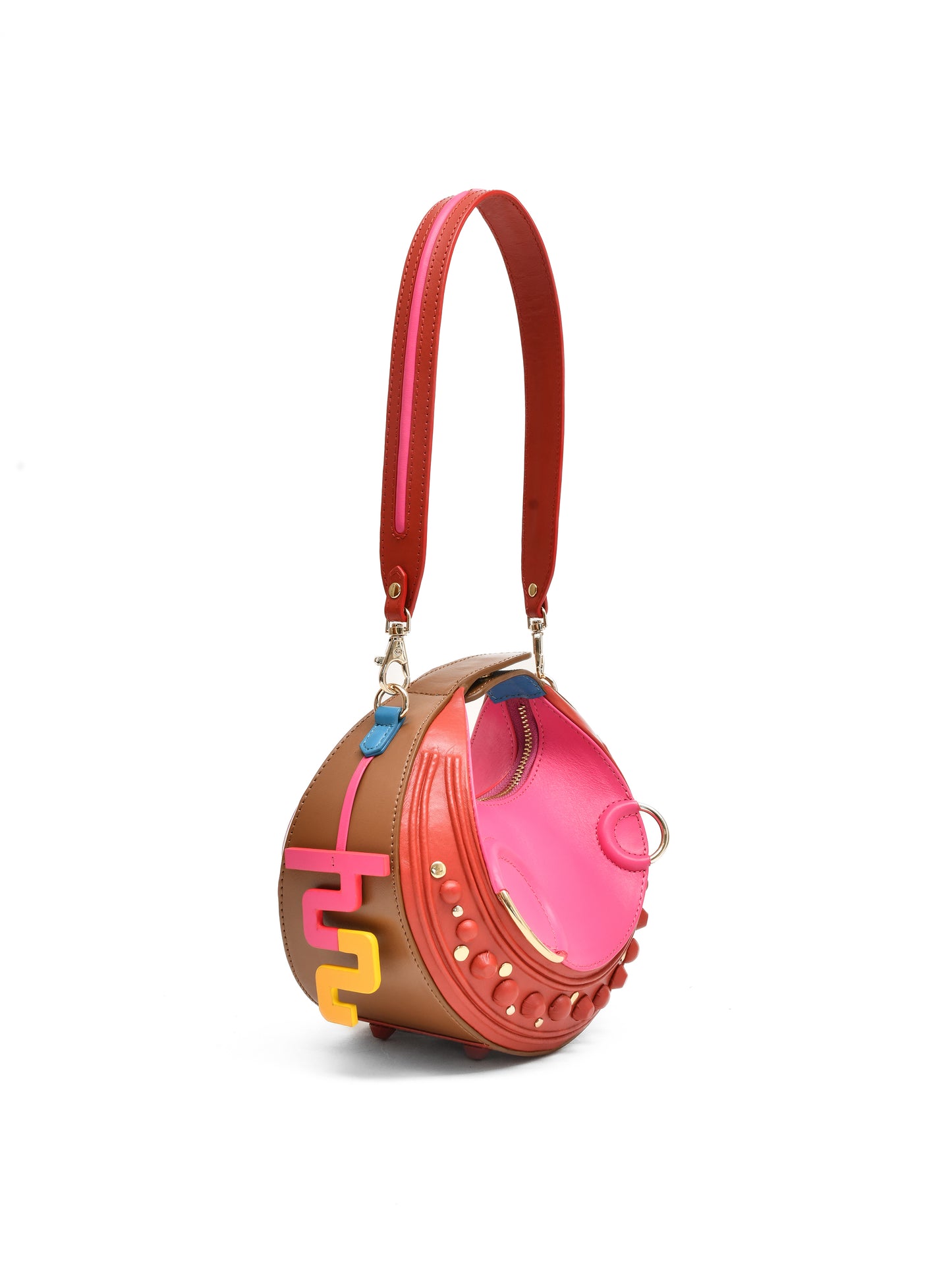 Halo Bag - Pink, Red & Tan