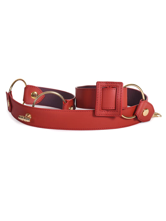 Reversible Strap Belt- Red & Burgundy