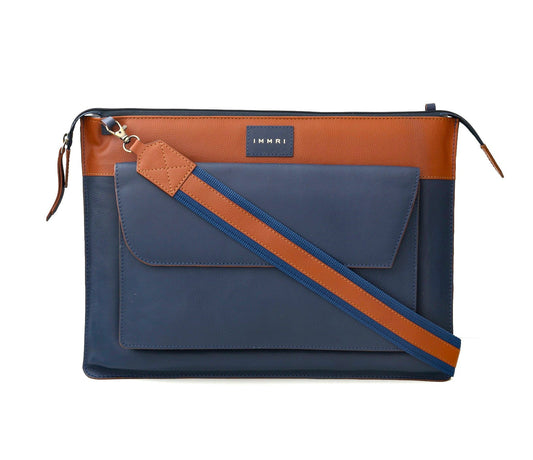 Workation Laptop Sleeve Bag - Blue/Tan