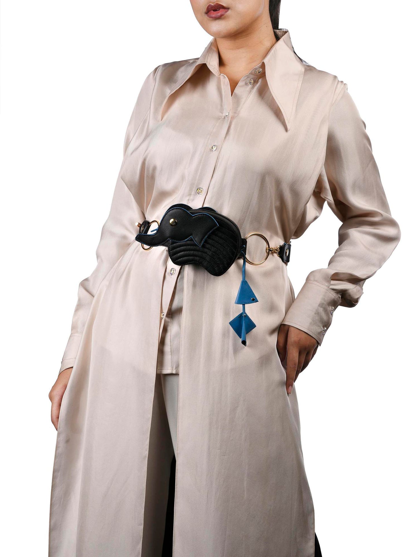 Black Hathi Batua Bag with Strap Belt
