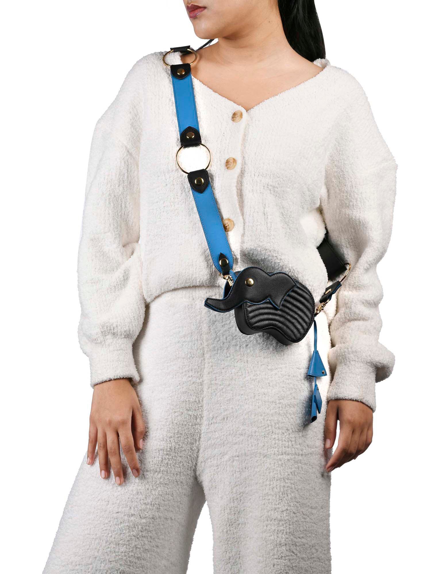 Black Hathi Batua Bag with Strap Belt