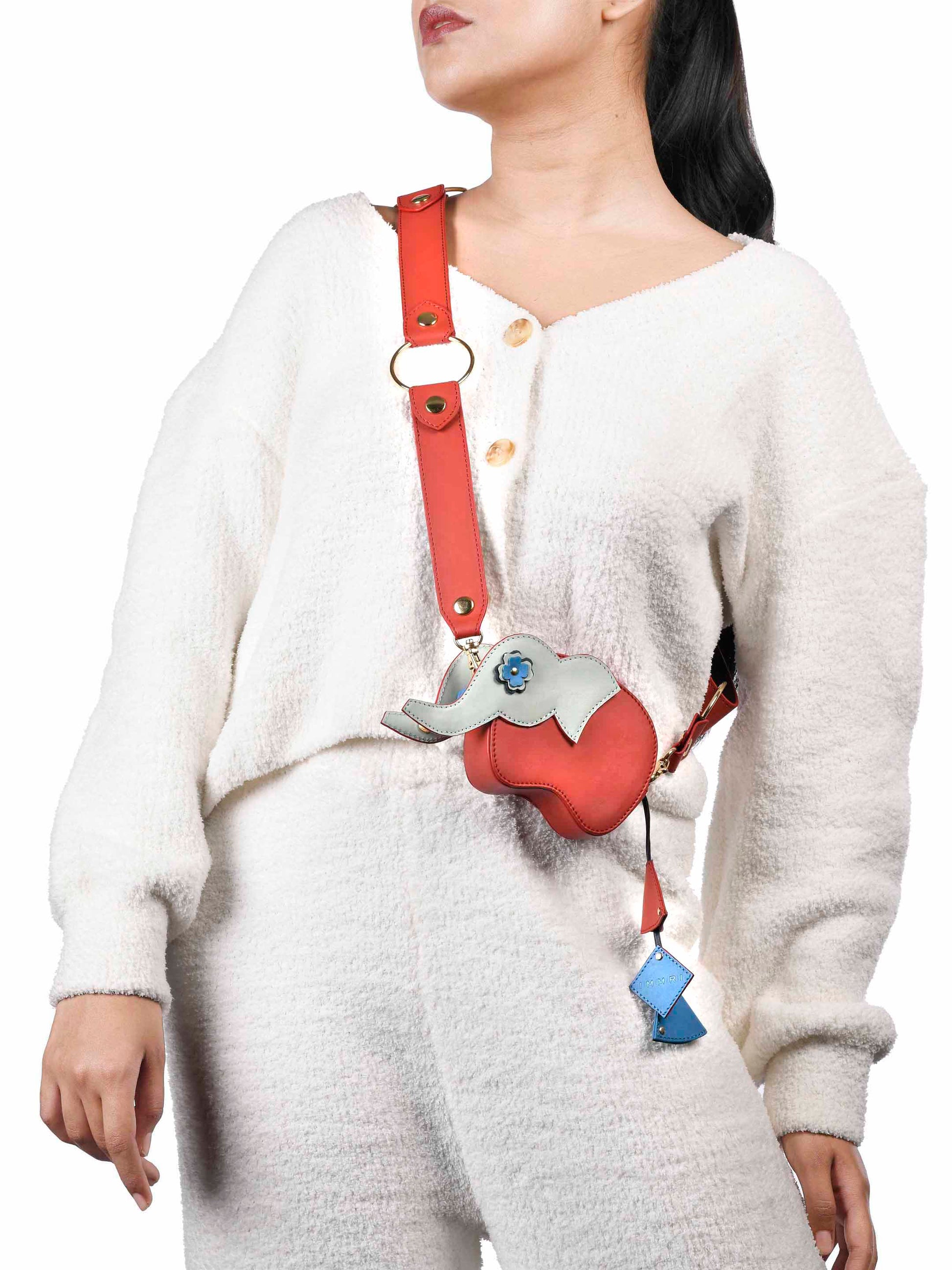 Red Hathi Batua Bag and Strap Belt