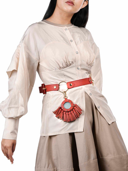 Strap Belt with Aaina Charm